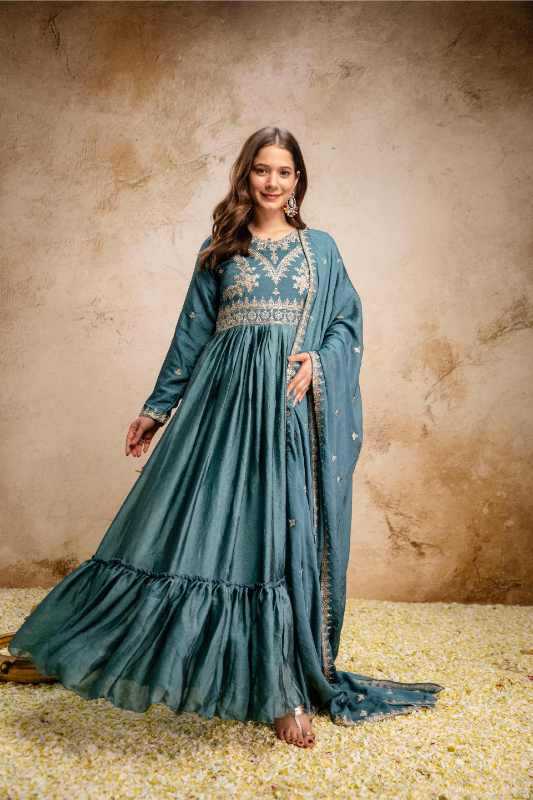 YNF Wholesale Rangoli Silk Embroidery Gowns  | Surat Manufacturer