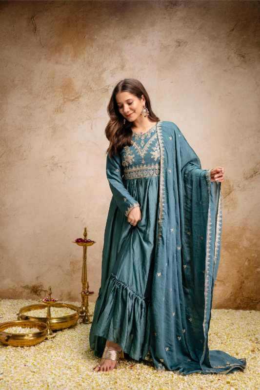 YNF Wholesale Rangoli Silk Embroidery Gowns  | Surat Manufacturer