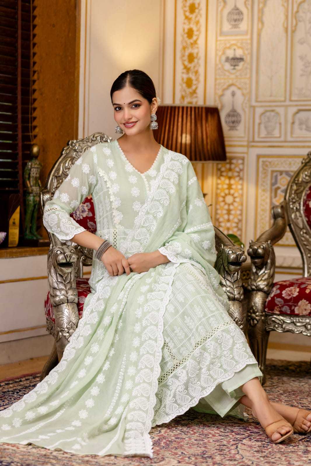 YNF Wholesale Pure Cotton Embroidered Gown KESH177 1023 | Surat Manufacturer