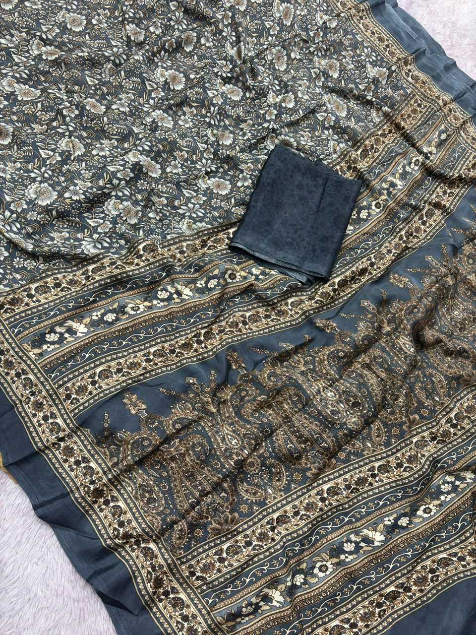 YNF Wholesale Crepe Silk Printed Silk Saree  | Surat Manufacturer