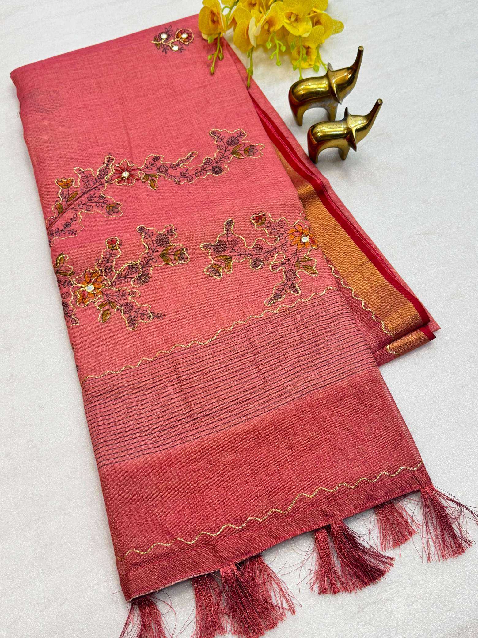YNF Wholesale Linen Zari Border Sarees KESH187 Avika | Surat Manufacturer