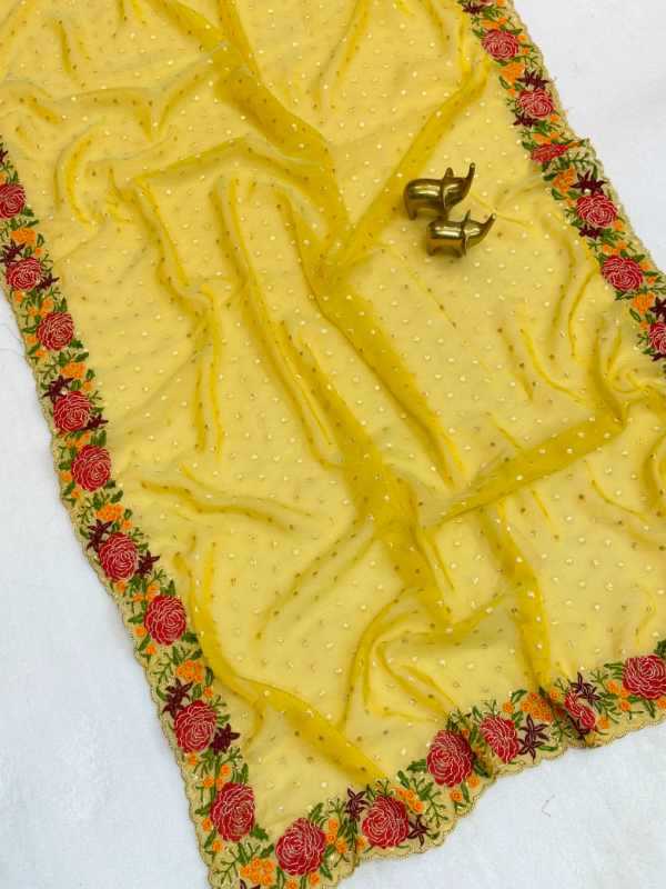 YNF Wholesale Tissue Embroidered Sarees KESH187 BUTTI | Surat Manufacturer