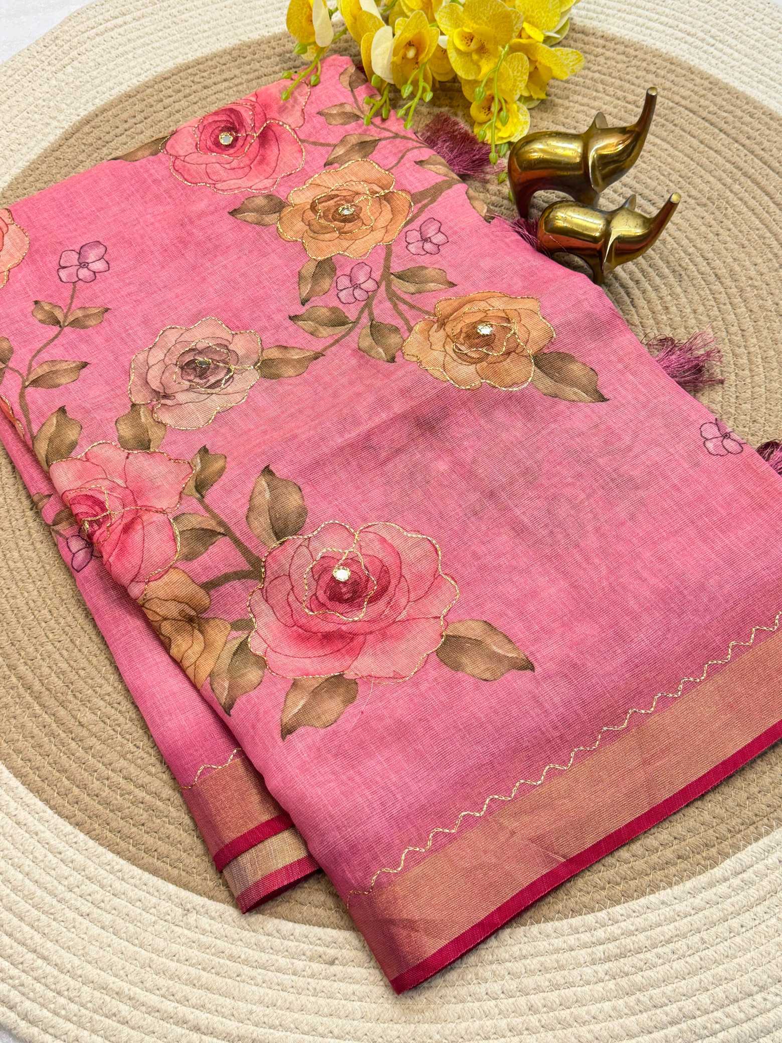 YNF Wholesale Linen Zari Border Sarees KESH187 Falguni | Surat Manufacturer