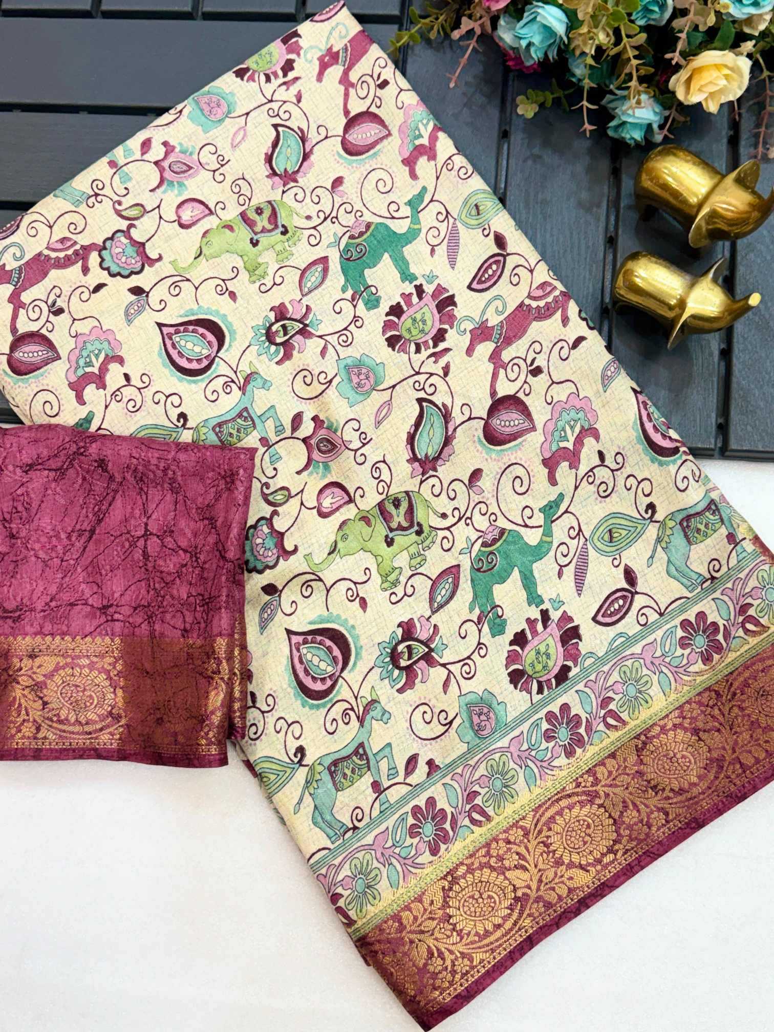 YNF Wholesale Soft Dola Kalamkari Sarees  | Surat Manufacturer
