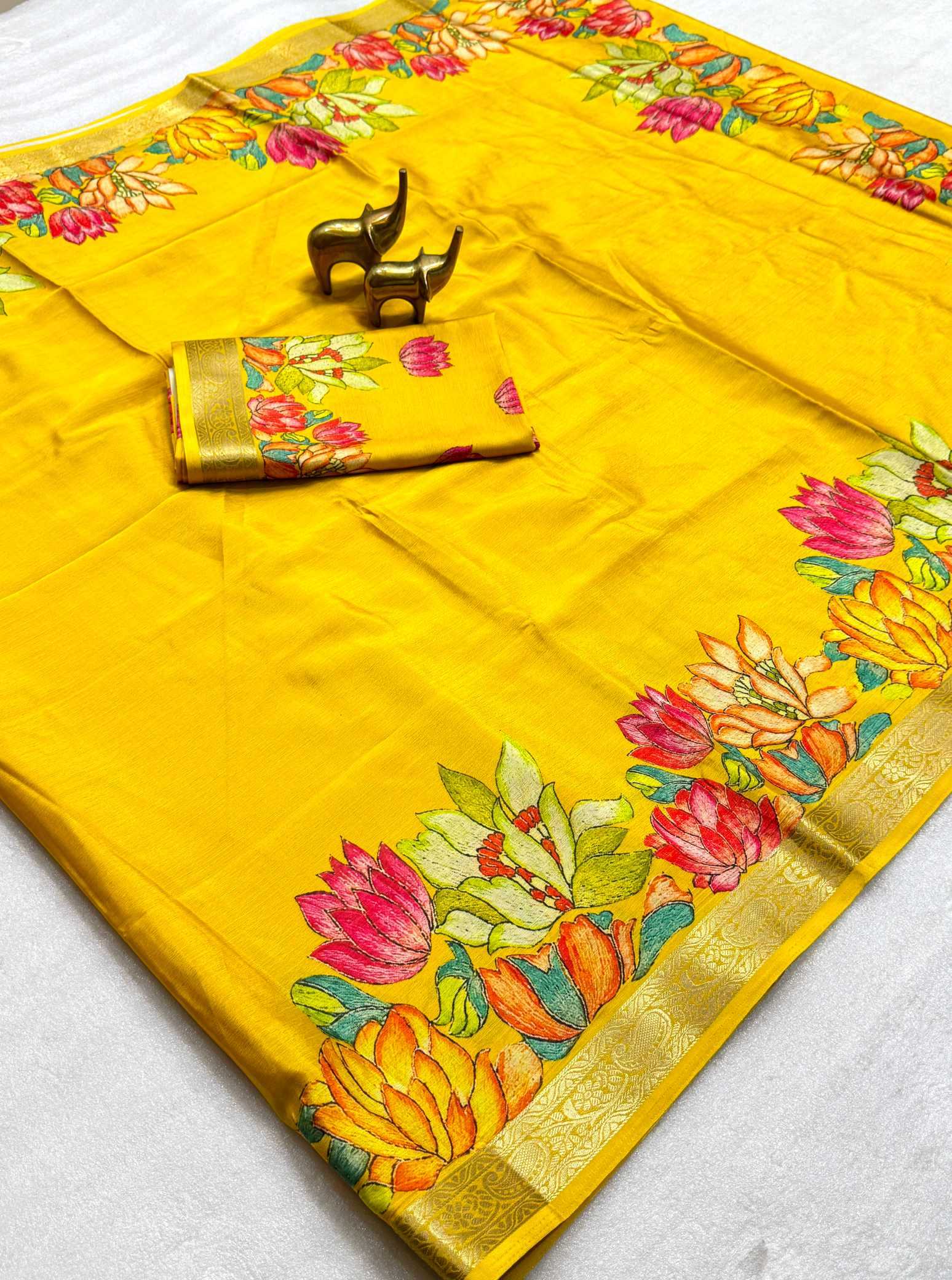 YNF Wholesale Chinon Silk Printed Silk Saree  | Surat Manufacturer