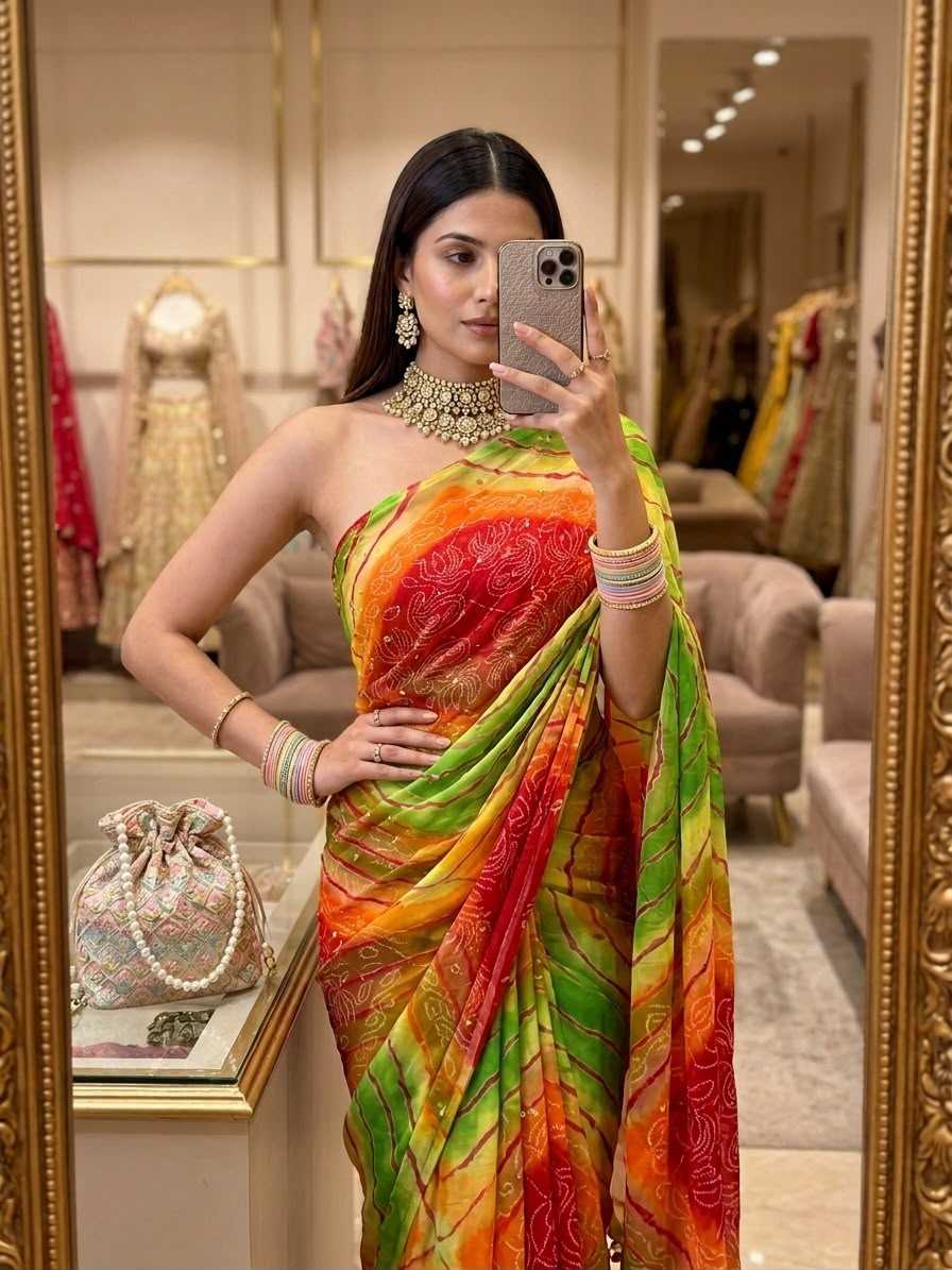 YNF Wholesale Georgette Sequence Sarees  | Surat Manufacturer