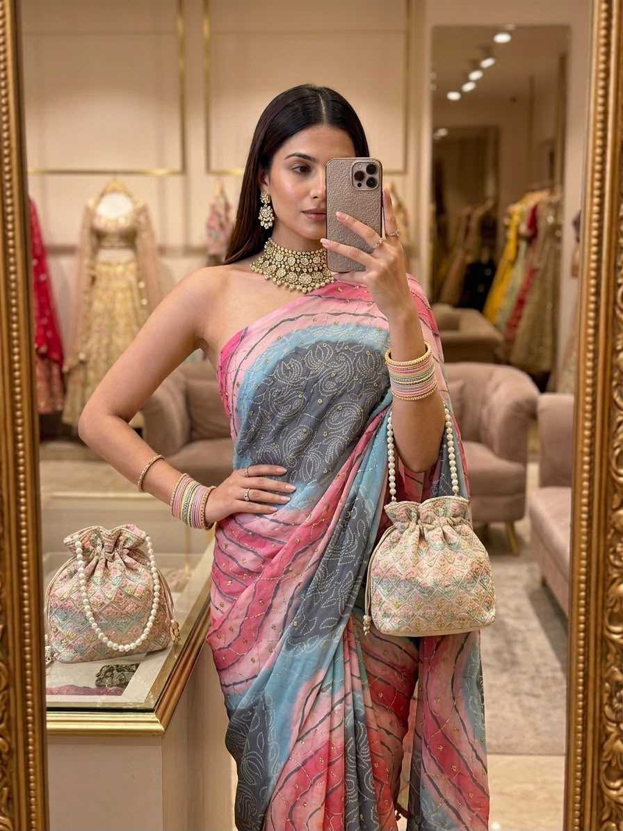YNF Wholesale Georgette Sequence Sarees  | Surat Manufacturer
