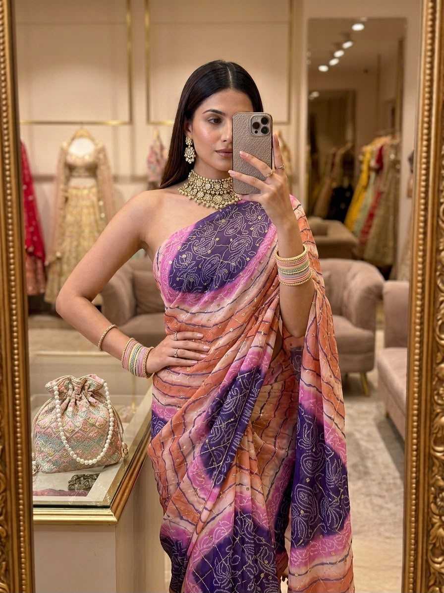 YNF Wholesale Georgette Sequence Sarees  | Surat Manufacturer