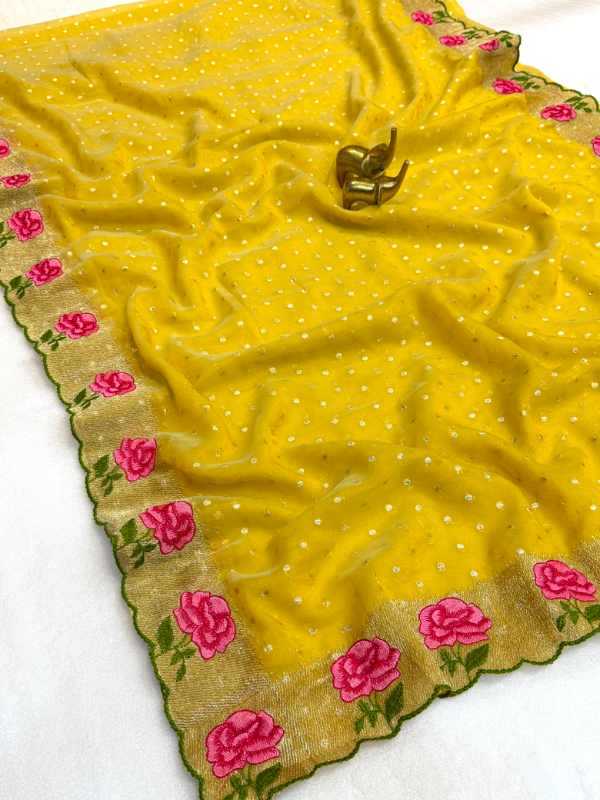 YNF Wholesale Tissue Embroidered Sarees  | Surat Manufacturer