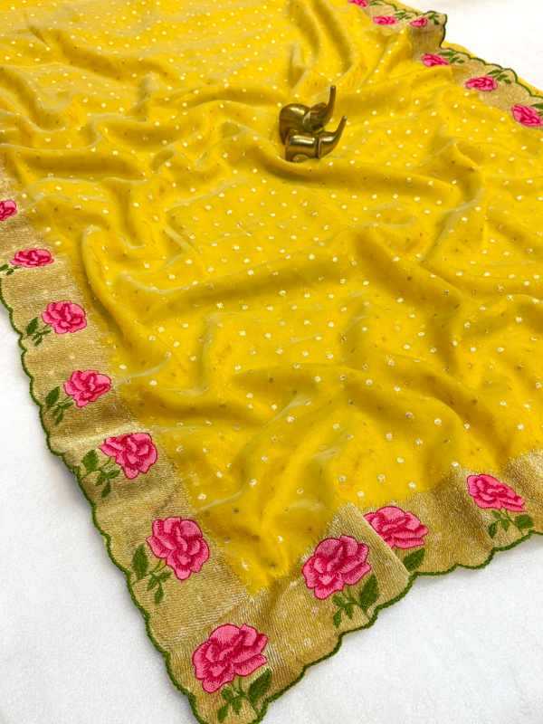 YNF Wholesale Tissue Embroidered Sarees  | Surat Manufacturer