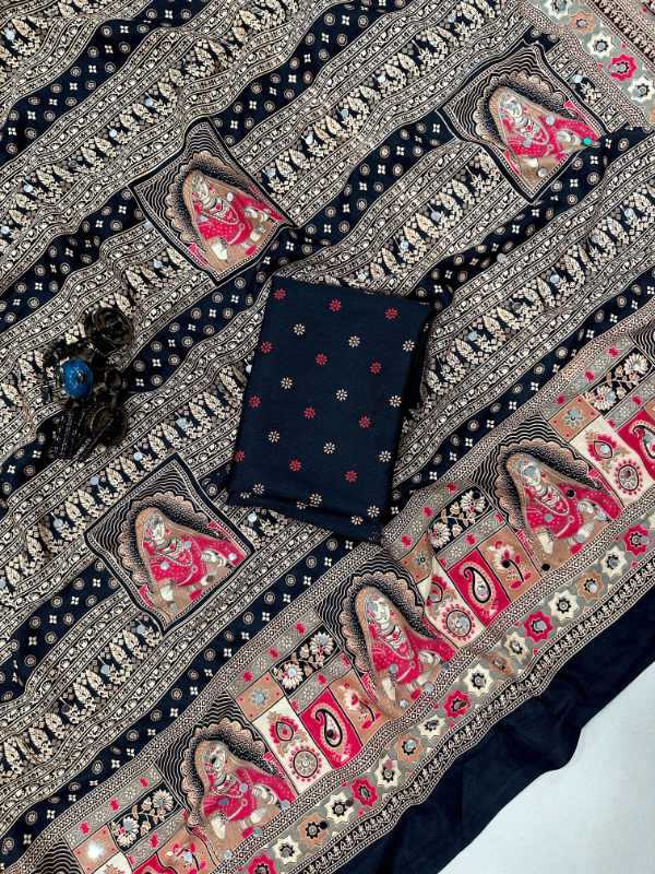 YNF Wholesale Satin Silk Ajrakh Sarees  | Surat Manufacturer