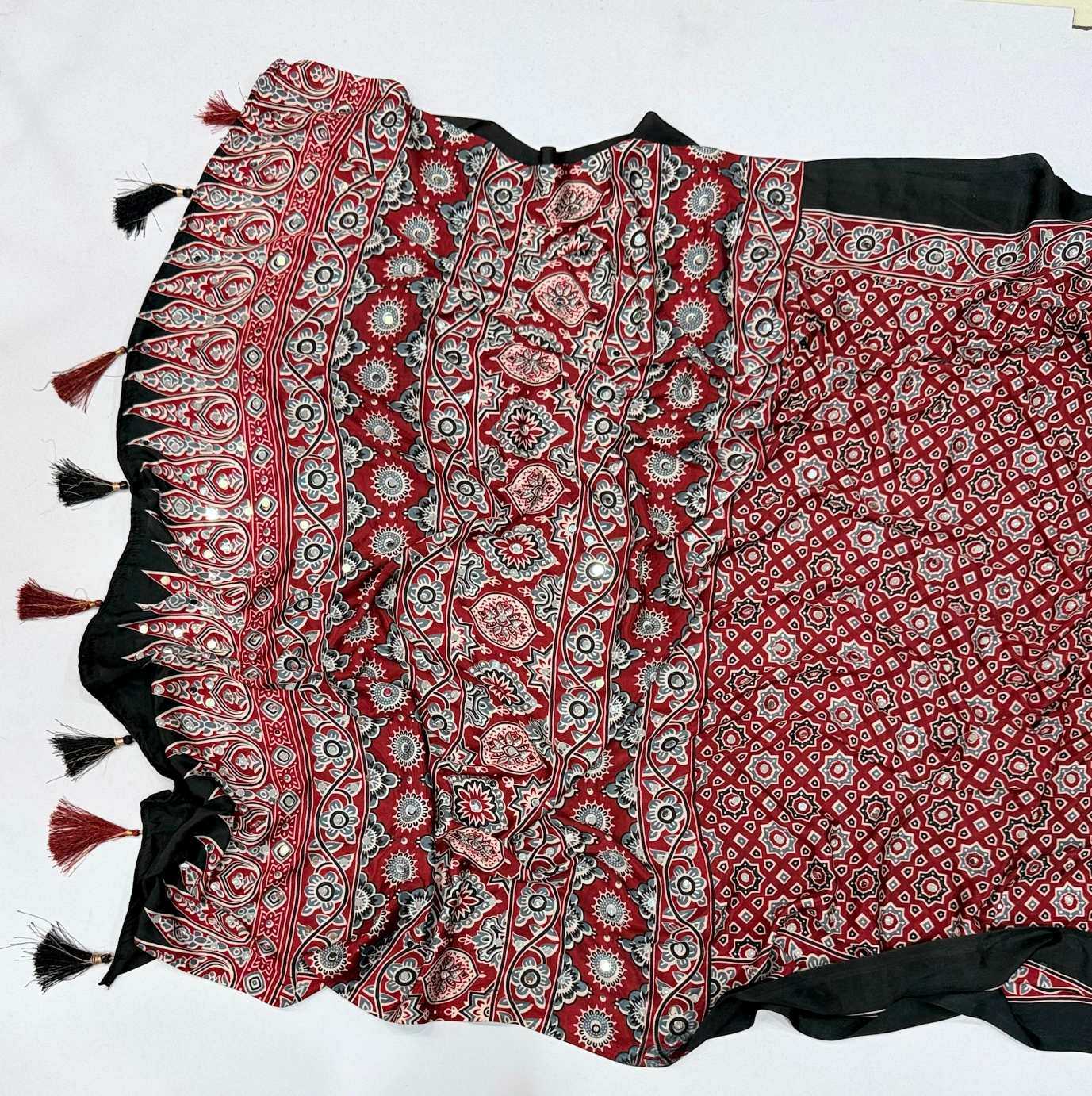 YNF Wholesale Satin Ajrakh Sarees  | Surat Manufacturer