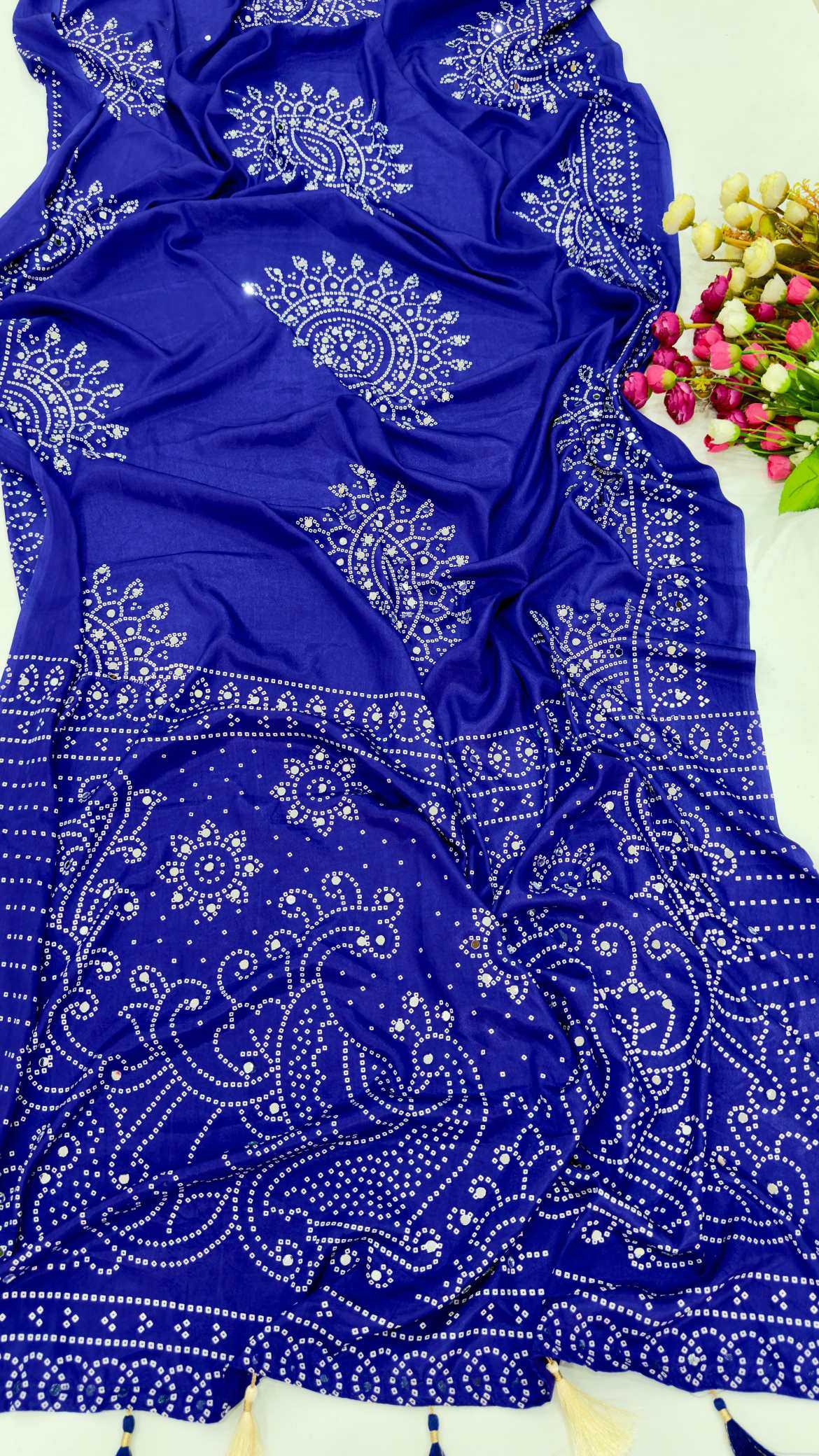 YNF Wholesale Satin Ajrakh Sarees  | Surat Manufacturer