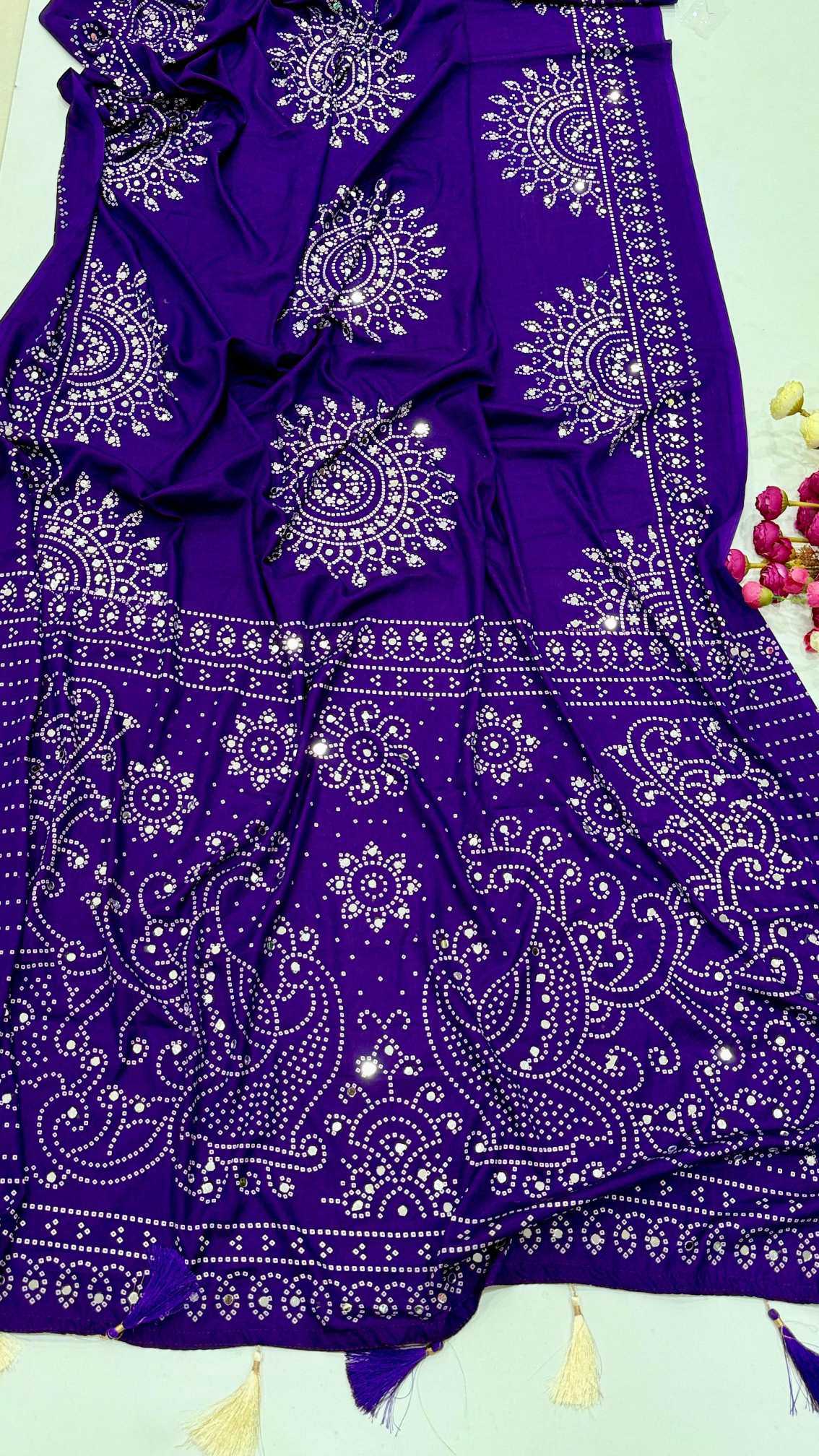 YNF Wholesale Satin Ajrakh Sarees  | Surat Manufacturer