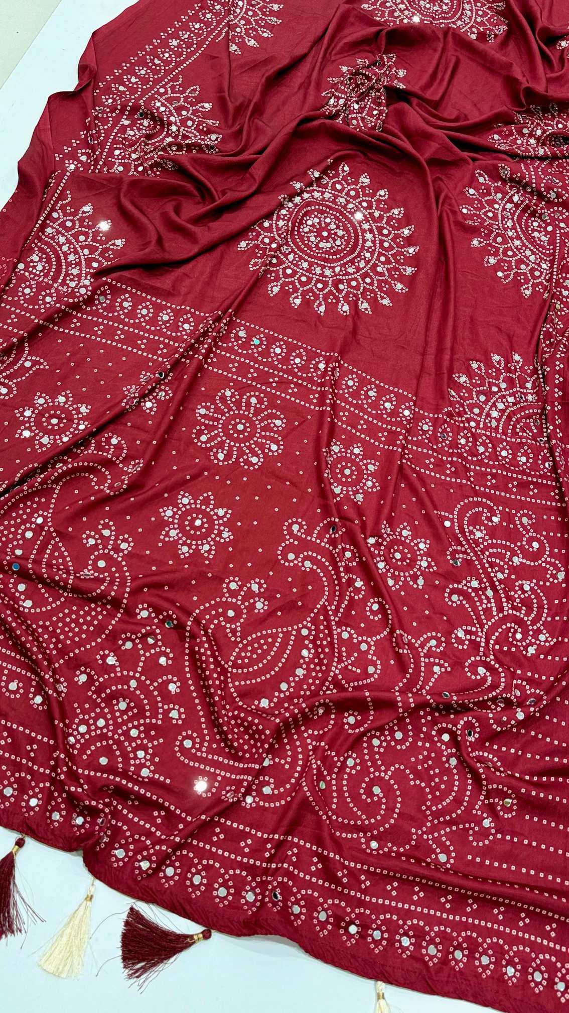 YNF Wholesale Satin Ajrakh Sarees  | Surat Manufacturer
