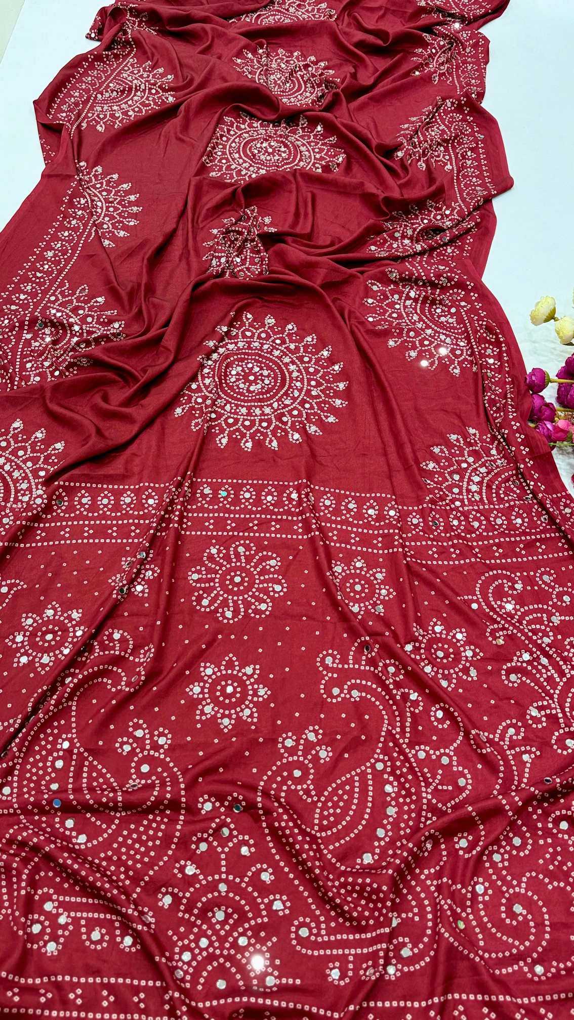 YNF Wholesale Satin Ajrakh Sarees  | Surat Manufacturer