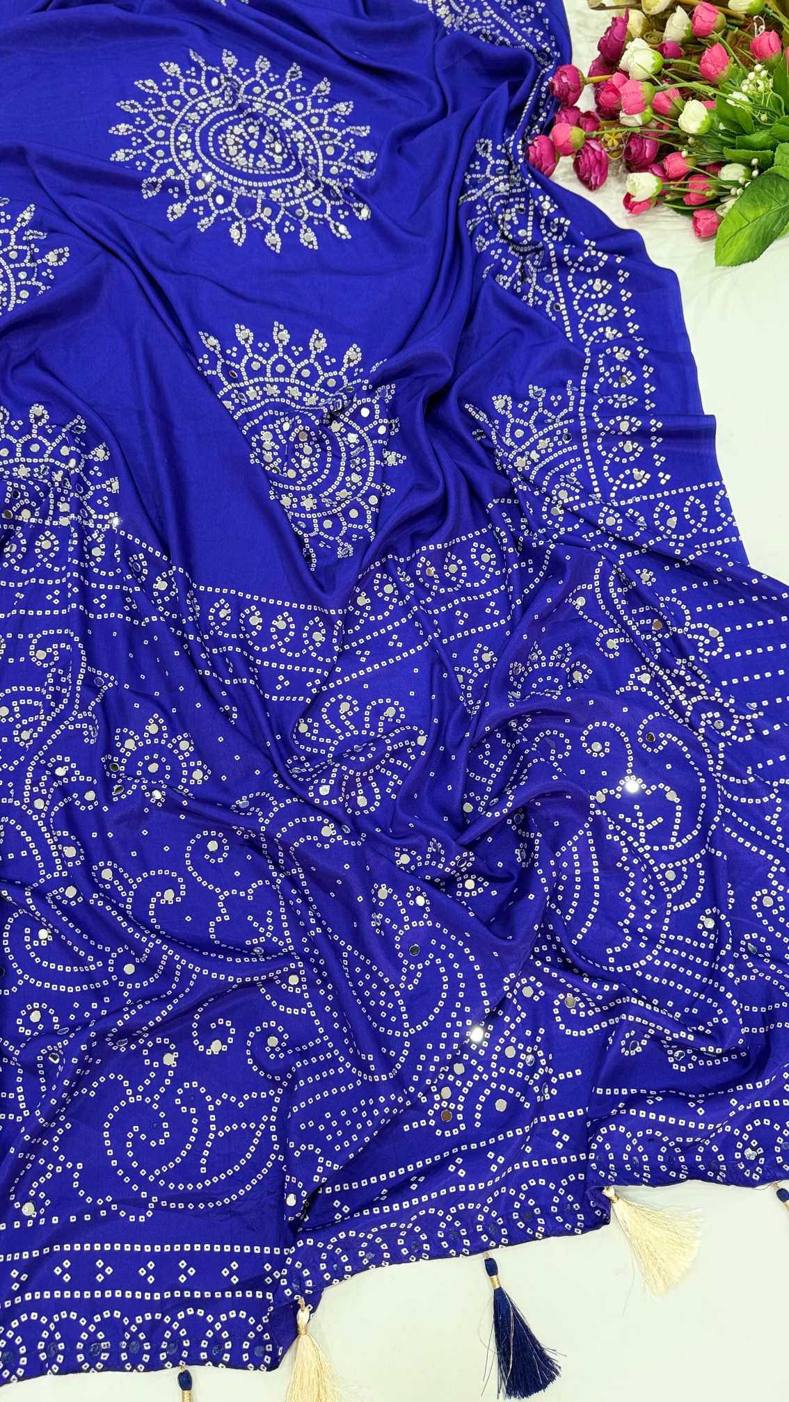 YNF Wholesale Satin Ajrakh Sarees  | Surat Manufacturer