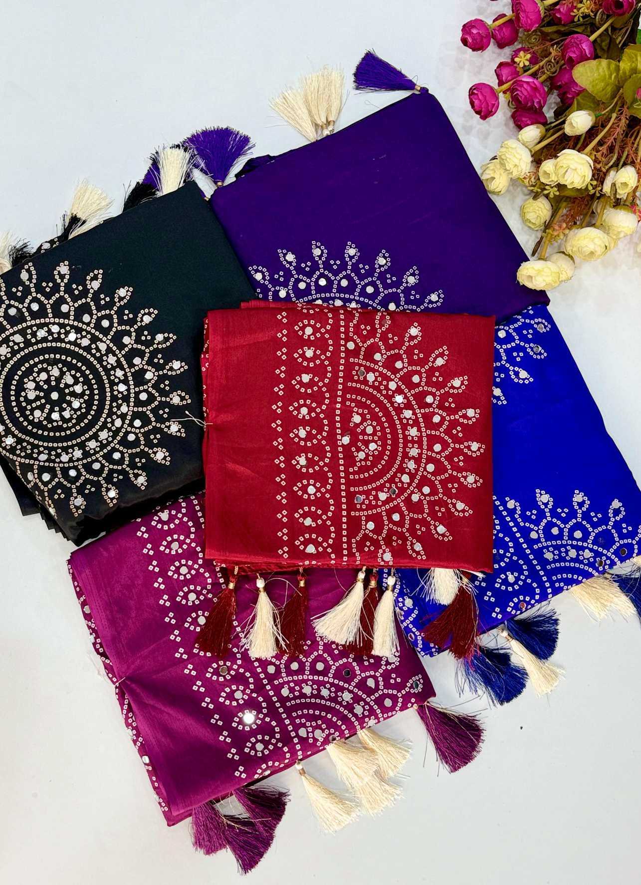 YNF Wholesale Satin Ajrakh Sarees  | Surat Manufacturer