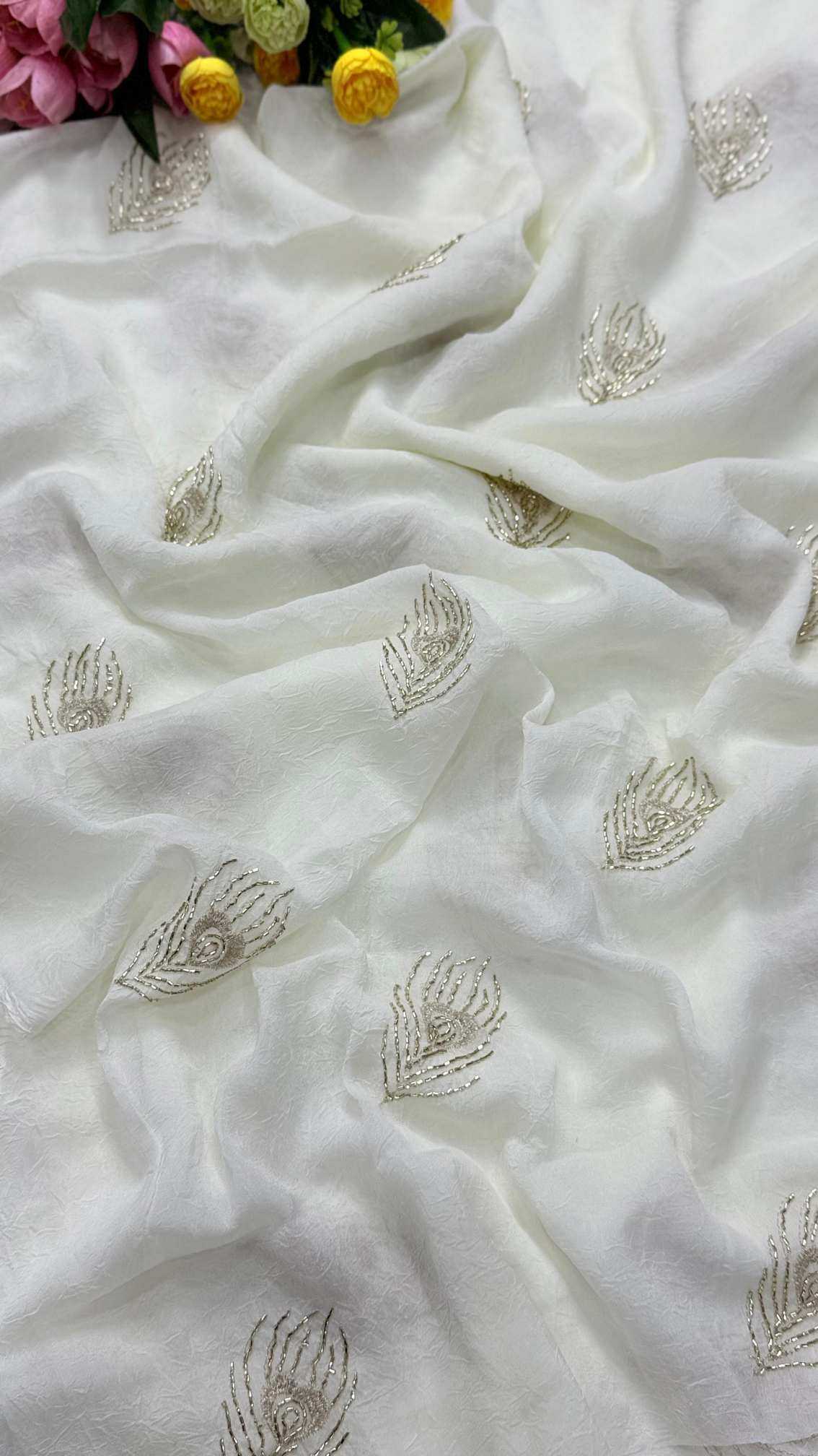 YNF Wholesale Satin Designer Sarees KESH203 Ajrakh Tulips -15 | Surat Manufacturer