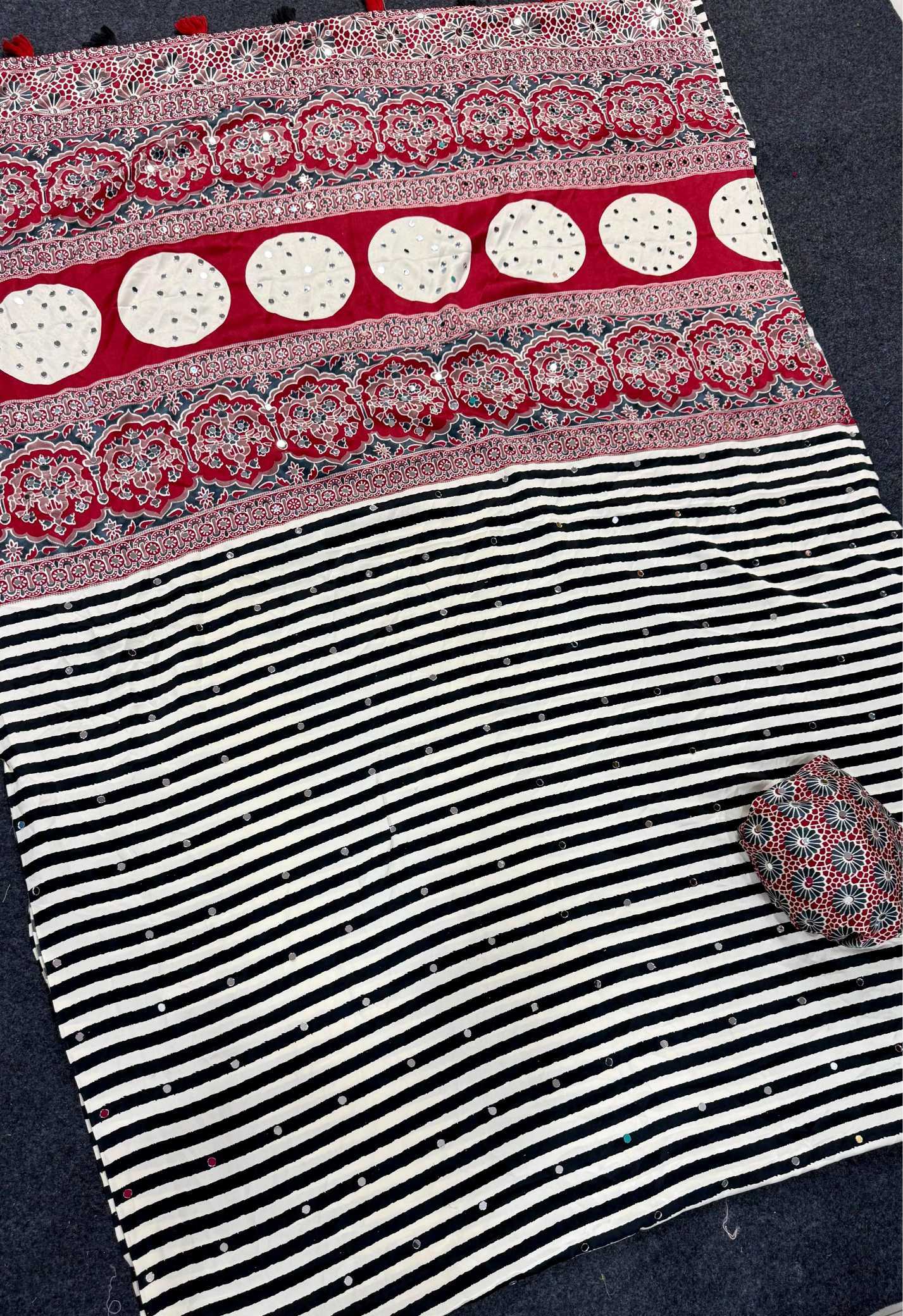 YNF Wholesale Satin Ajrakh Sarees  | Surat Manufacturer