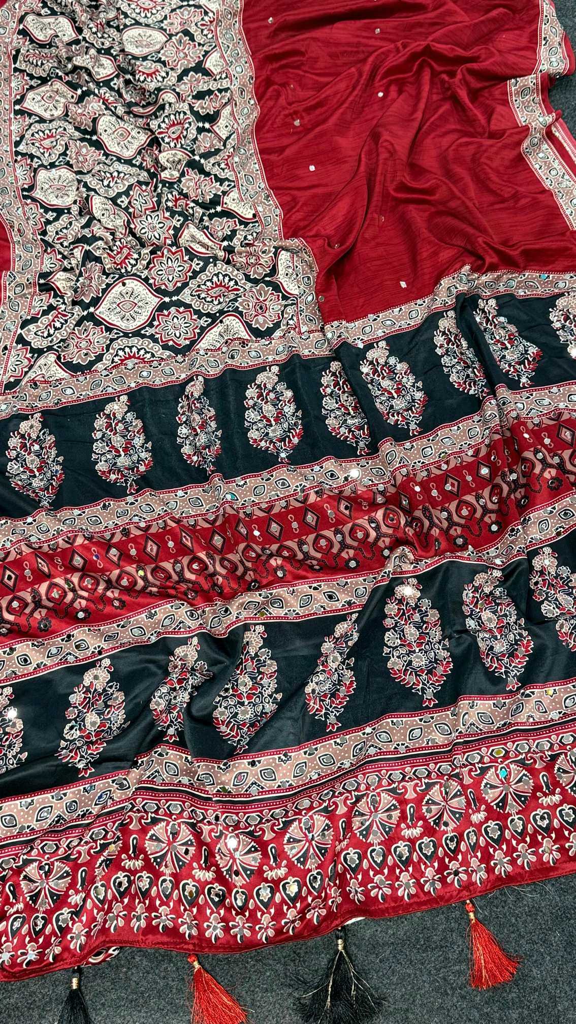 YNF Wholesale Satin Ajrakh Sarees KESH203 Ajrakh Tulips -16 | Surat Manufacturer