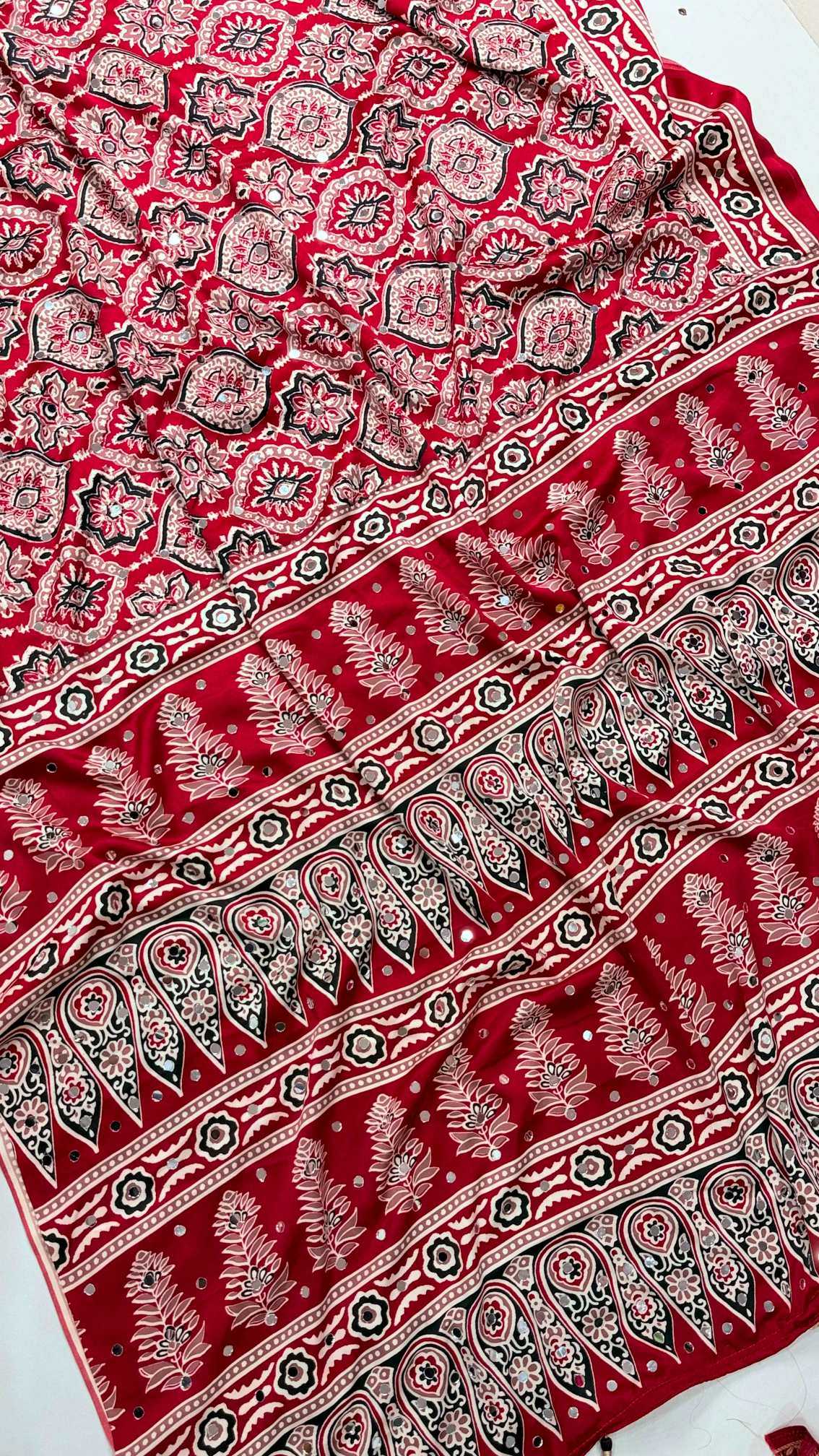 YNF Wholesale Dull Moss Ajrakh Sarees  | Surat Manufacturer