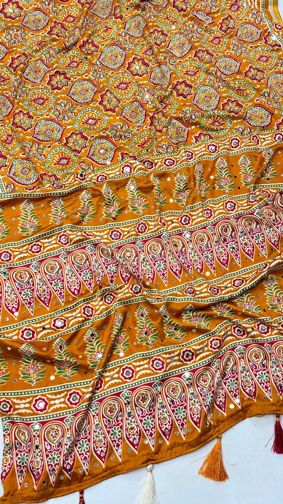 YNF Wholesale Dull Moss Ajrakh Sarees  | Surat Manufacturer