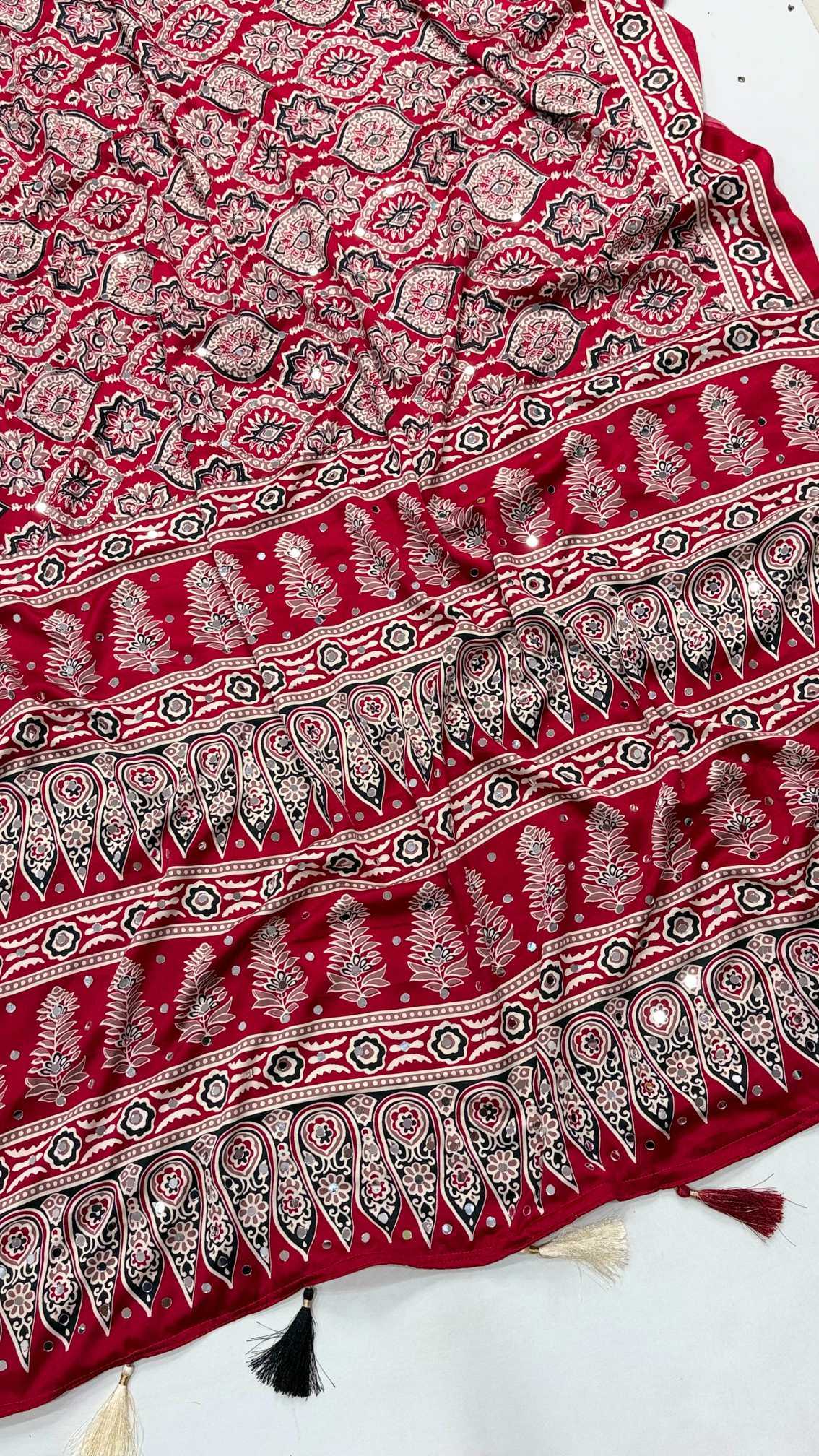 YNF Wholesale Dull Moss Ajrakh Sarees  | Surat Manufacturer