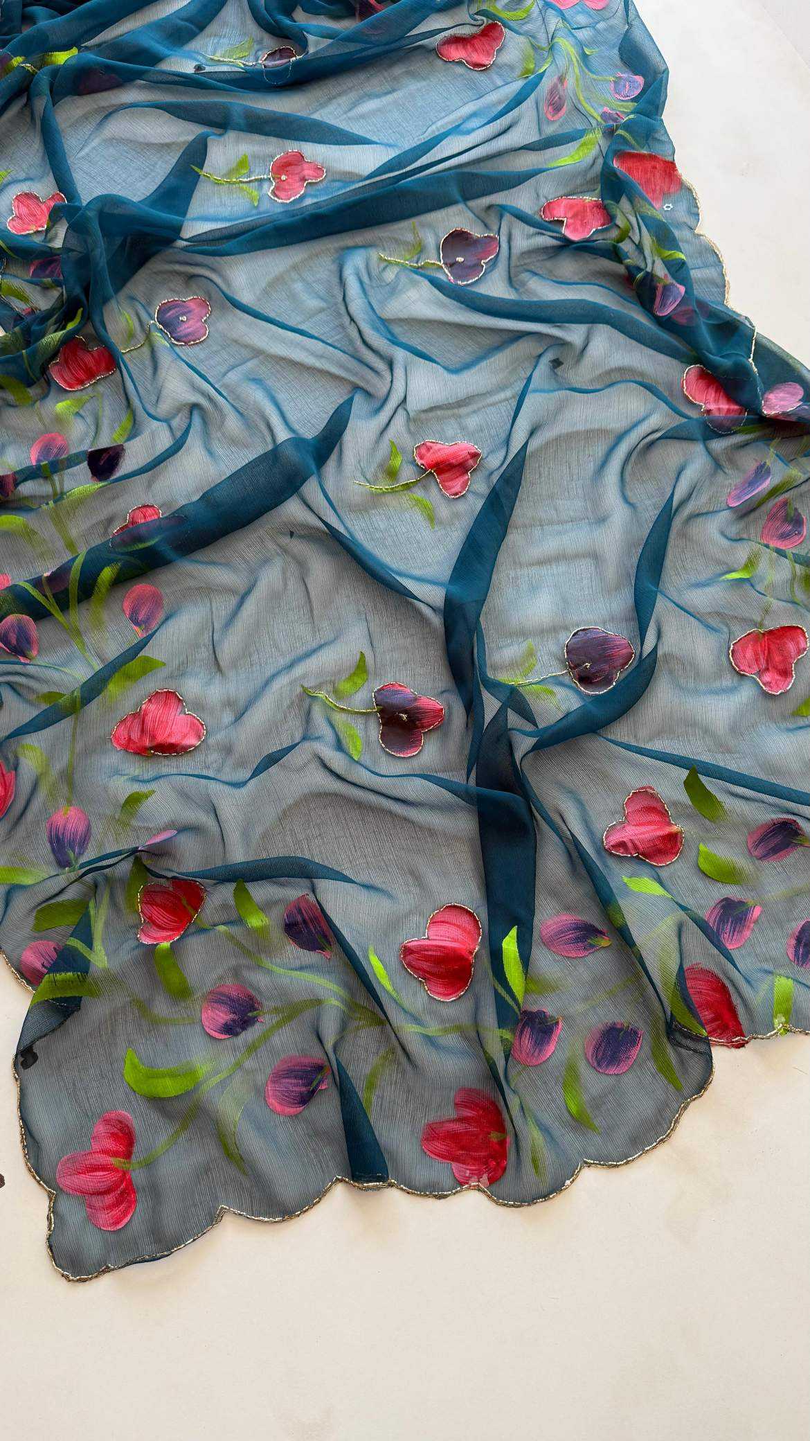 YNF Wholesale Chiffon Designer Sarees KESH203 Reet Tulips - 12 | Surat Manufacturer