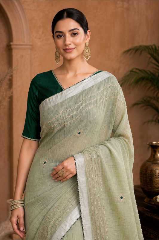 YNF Wholesale Linen Embroidered Sarees KESH208 GURLEEM | Surat Manufacturer