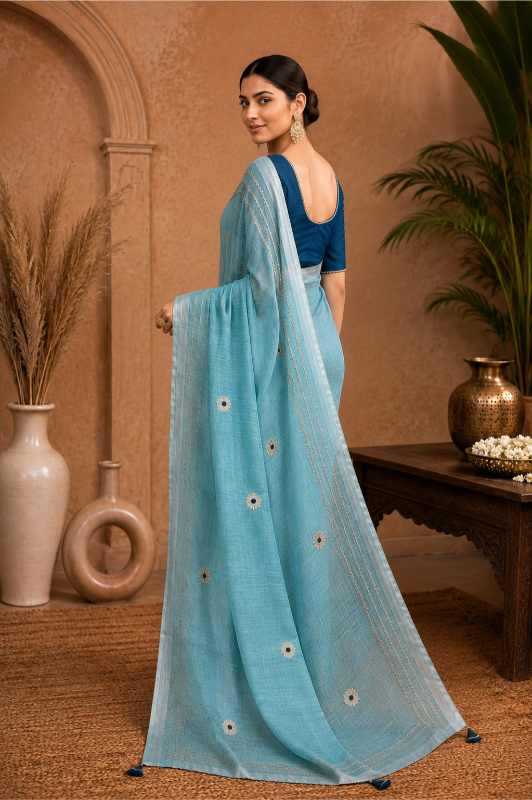 YNF Wholesale Linen Embroidered Sarees KESH208 GURLEEM | Surat Manufacturer
