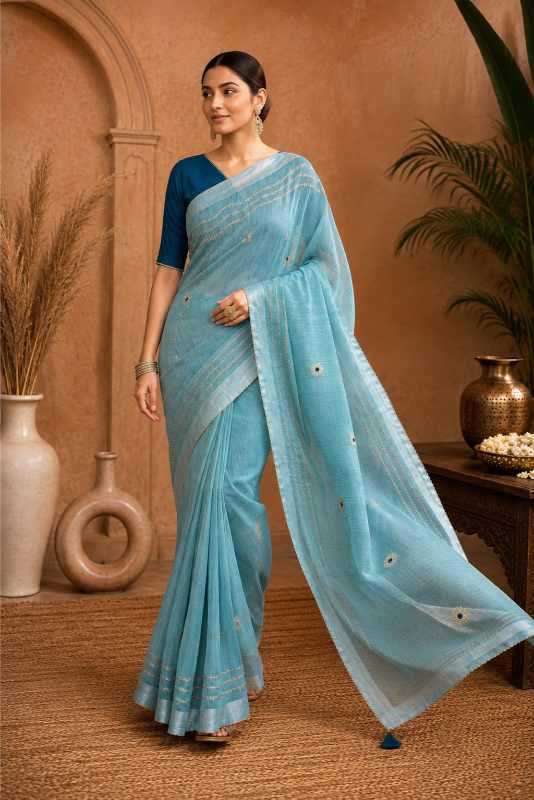 YNF Wholesale Linen Embroidered Sarees KESH208 GURLEEM | Surat Manufacturer