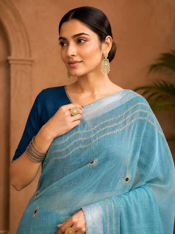 YNF Wholesale Linen Embroidered Sarees KESH208 GURLEEM | Surat Manufacturer