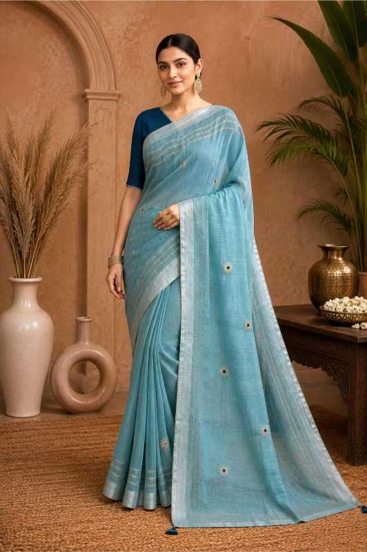 YNF Wholesale Linen Embroidered Sarees KESH208 GURLEEM | Surat Manufacturer