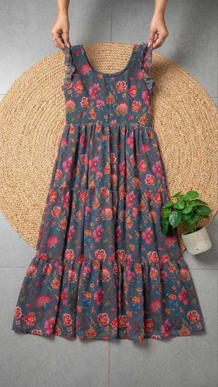YNF Wholesale Chiffon Printed Gowns  | Surat Manufacturer