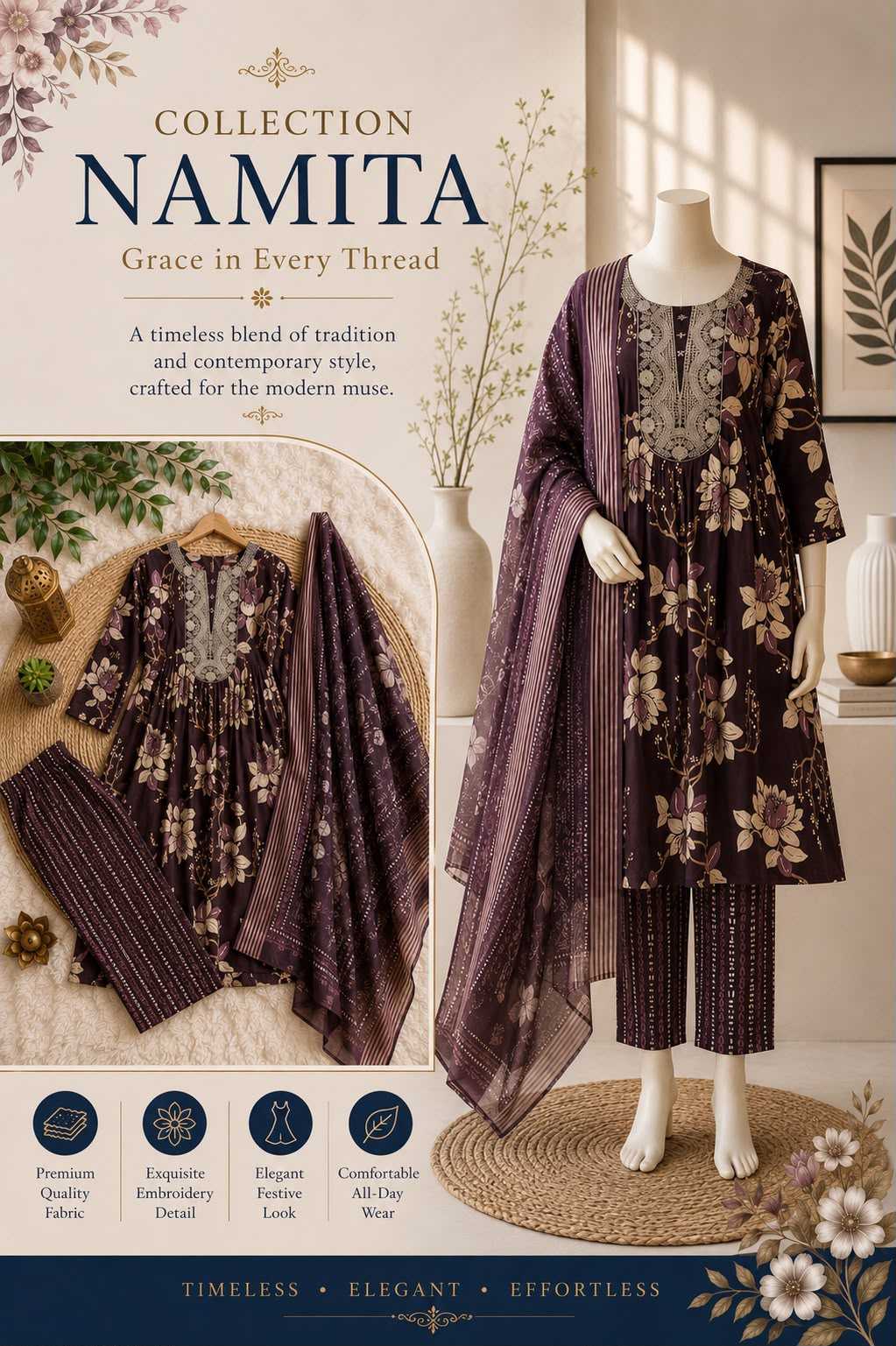 YNF Wholesale Muslin Embroidery Suits KESH210 Adds | Surat Manufacturer