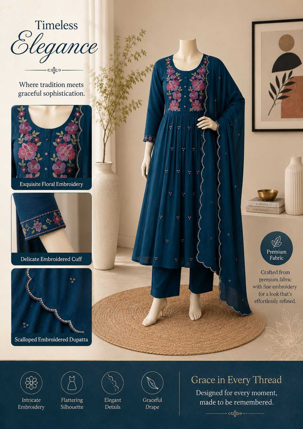 YNF Wholesale Chanderi Cotton Festive Kurtis KESH210 DRISHTI | Surat Manufacturer