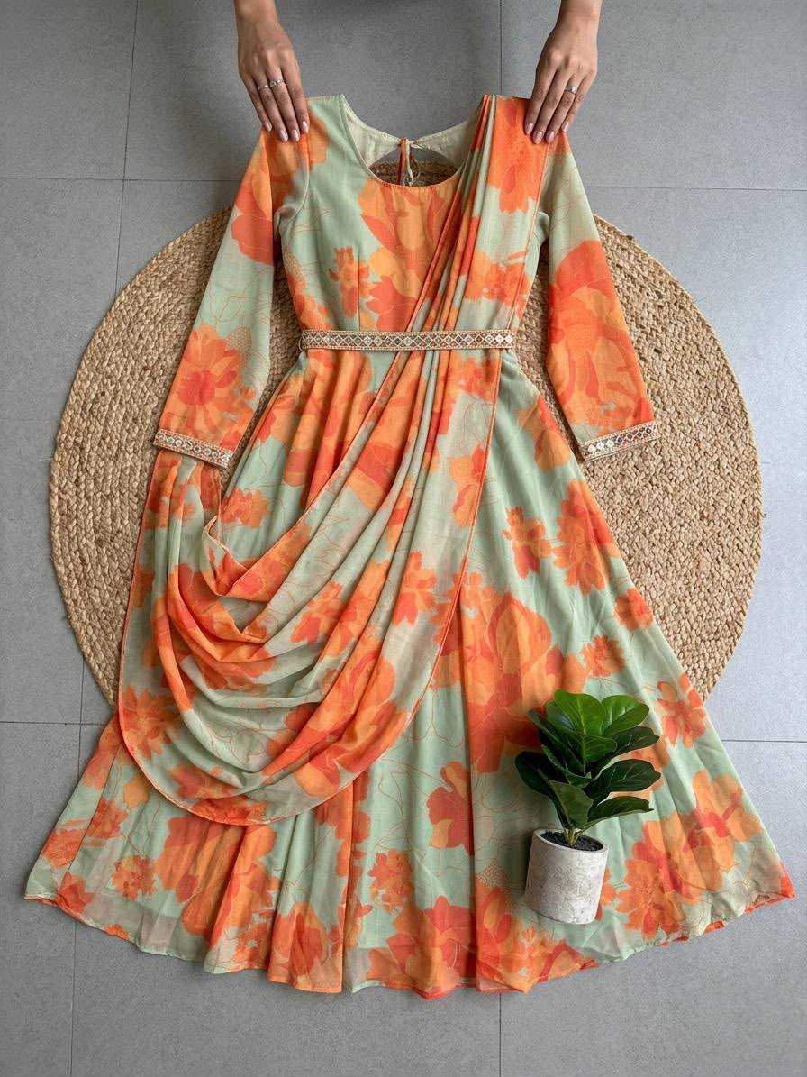 YNF Wholesale Chiffon Anarkali Gown KESH210 Flowy | Surat Manufacturer