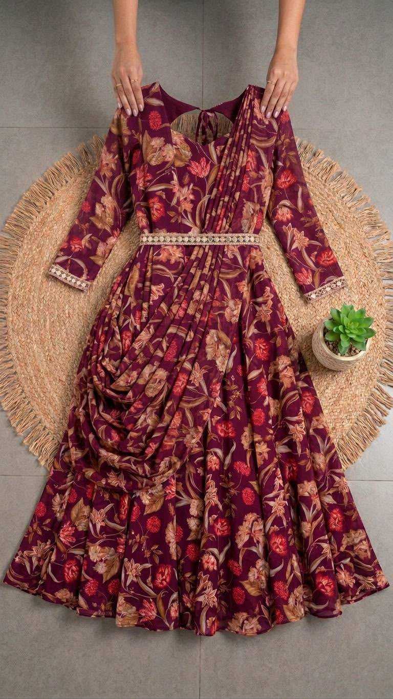 YNF Wholesale Chiffon Anarkali Gown KESH210 Flowy | Surat Manufacturer