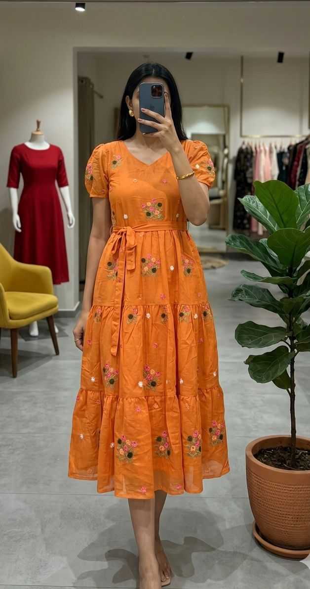 YNF Wholesale Chanderi Cotton Maxi Dresses KESH210 FOUR VIBRANT | Surat Manufacturer