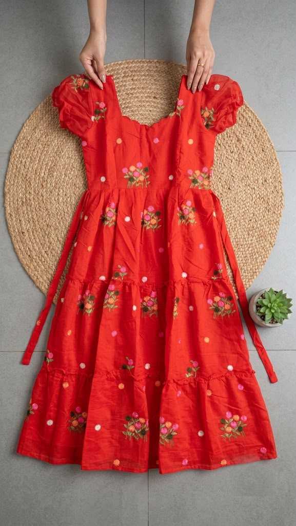 YNF Wholesale Chanderi Cotton Maxi Dresses KESH210 FOUR VIBRANT | Surat Manufacturer