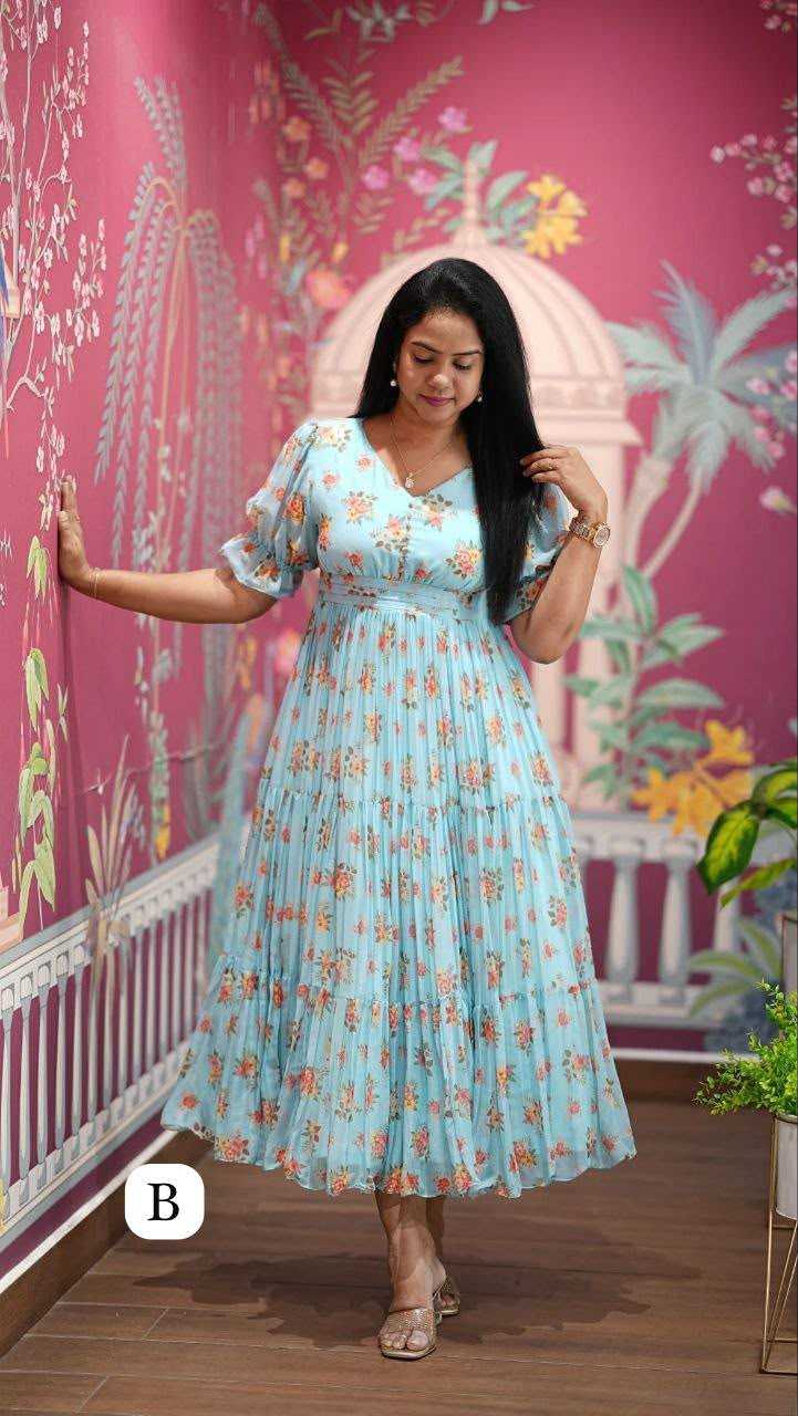 YNF Wholesale Chinon Silk Party Wear Gowns KESH210 Neck | Surat Manufacturer