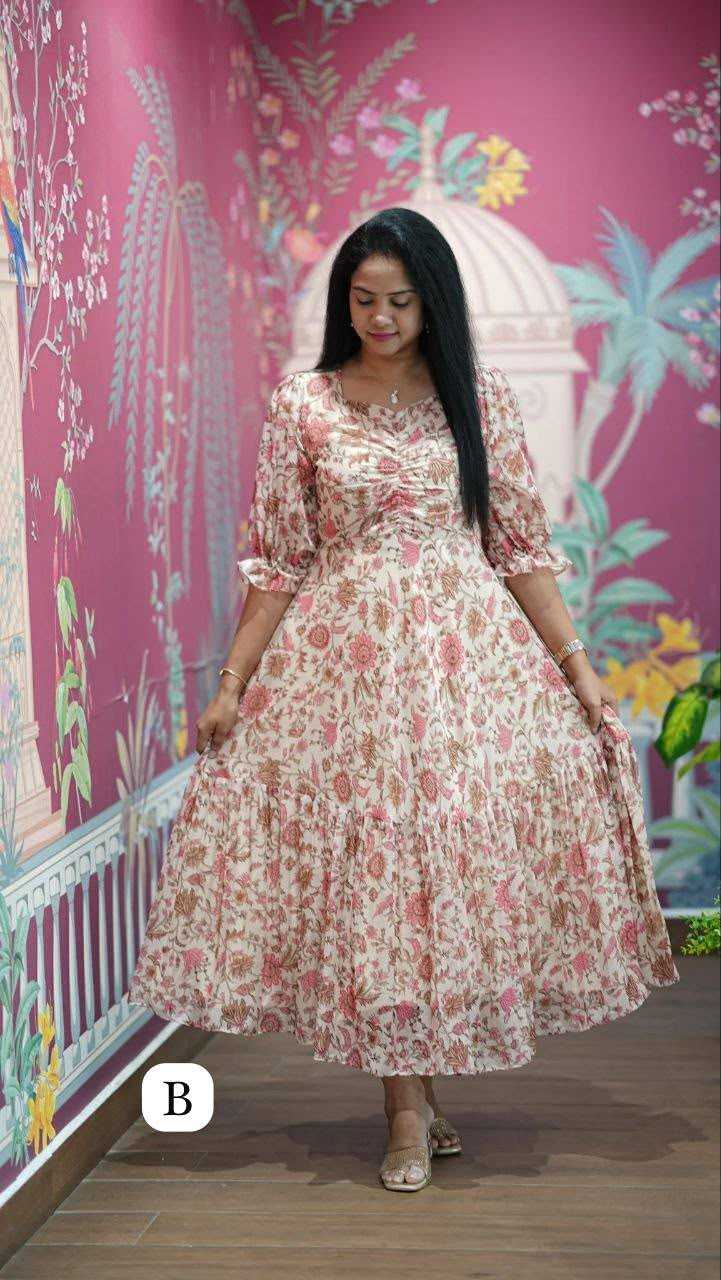 YNF Wholesale Chinon Silk Party Wear Gowns KESH210 Neck | Surat Manufacturer