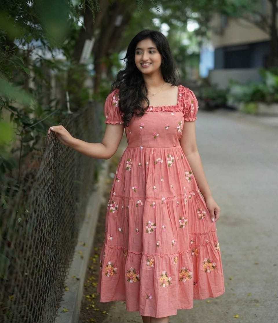 YNF Wholesale Chanderi Cotton Maxi Dresses KESH210 Onion Pink | Surat Manufacturer