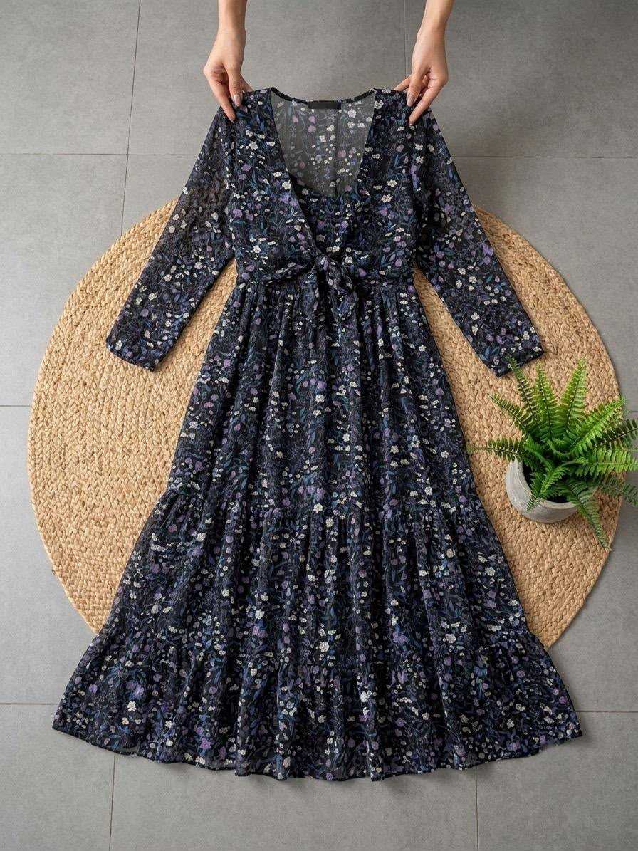 YNF Wholesale Faux Georgette Maxi Dresses KESH210 SHRUG | Surat Manufacturer