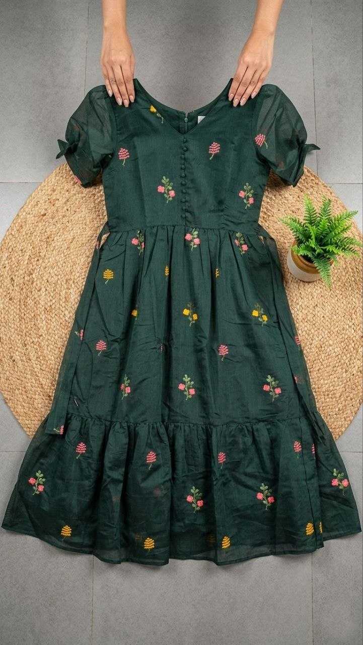 YNF Wholesale Chanderi Cotton Embroidery Gowns  | Surat Manufacturer