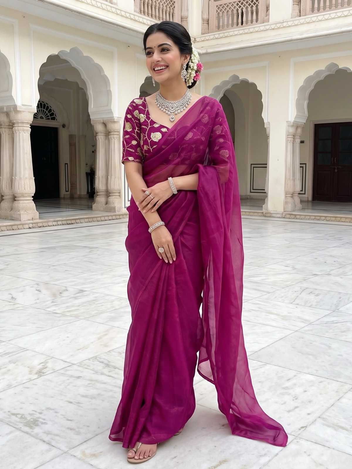 YNF Wholesale Satin Silk Embroidered Sarees  | Surat Manufacturer
