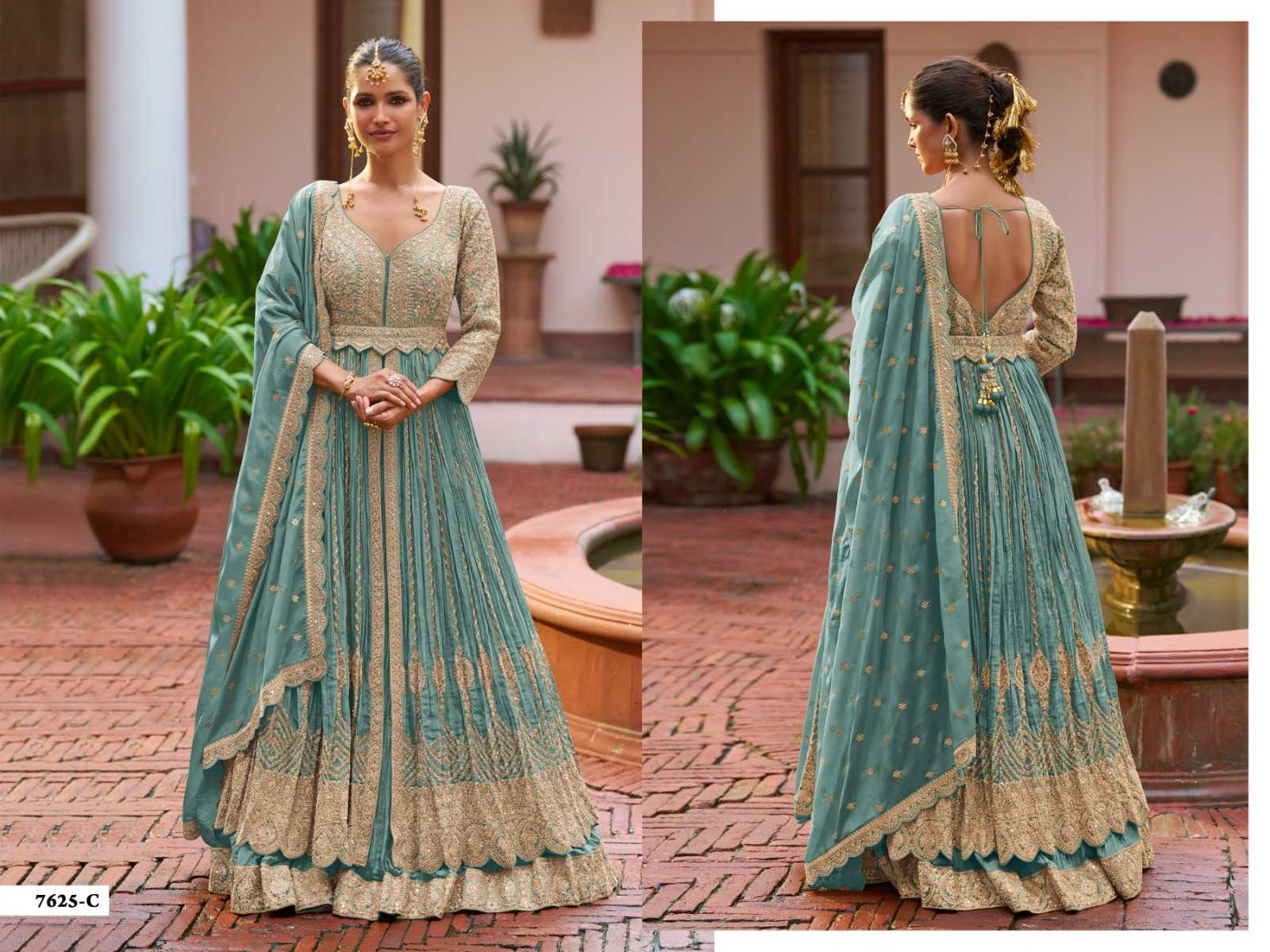 YNF Wholesale Chinon Embroidery Gowns  | Surat Manufacturer