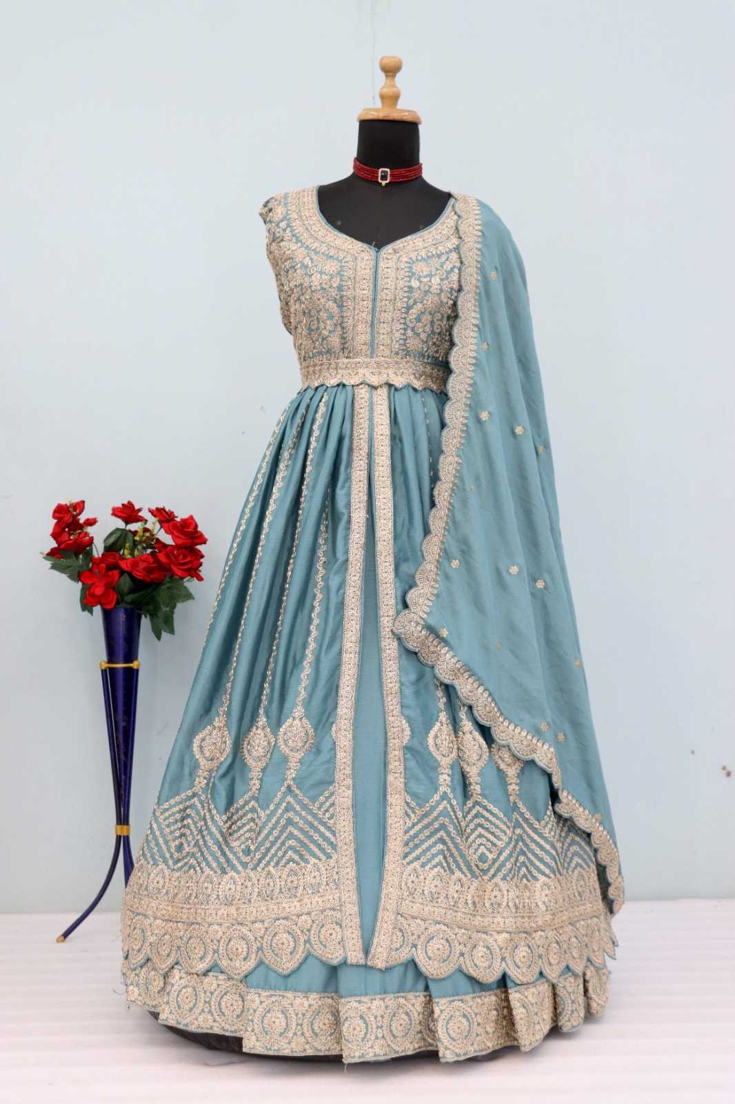YNF Wholesale Chinon Embroidery Gowns  | Surat Manufacturer
