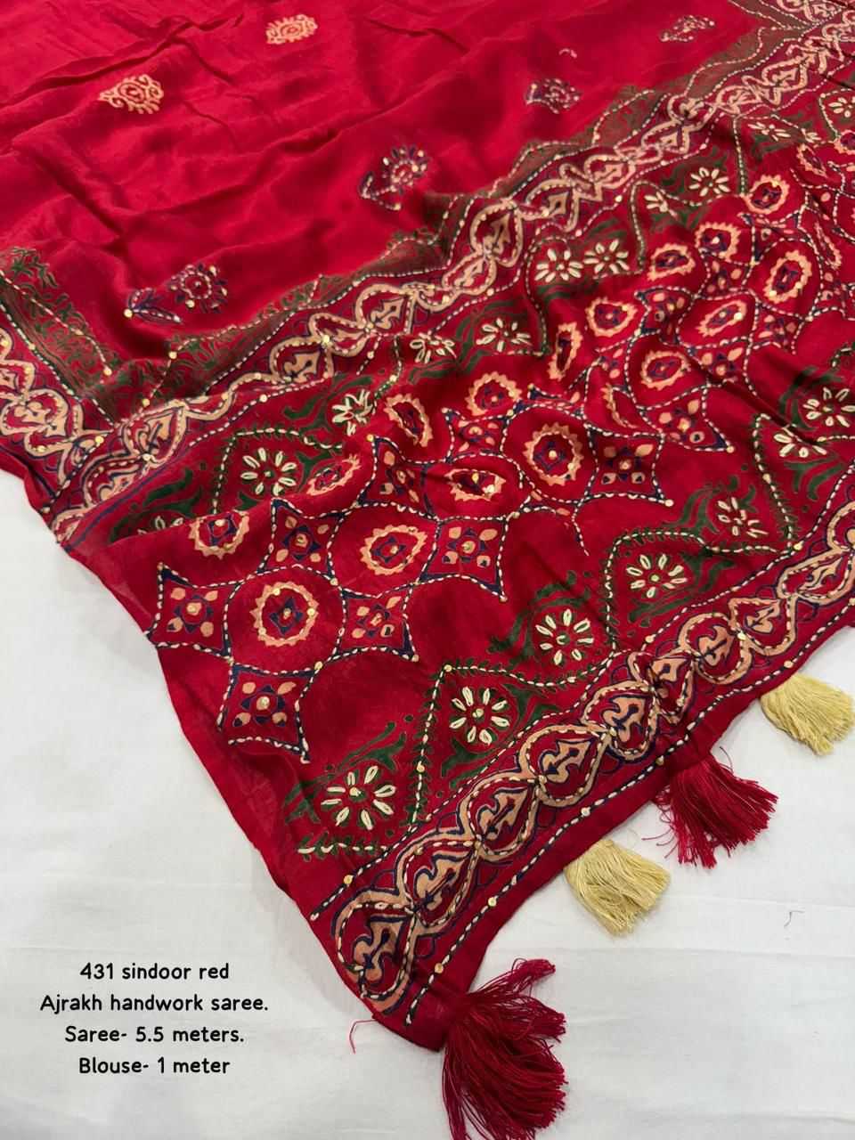 YNF Wholesale Chanderi Cotton Ajrakh Sarees  | Surat Manufacturer